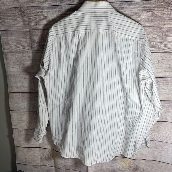 Yves Saint Laurent White/Grey/Tan Striped Button Down Dress Shirt Sz. 16… - Picture 2 of 4